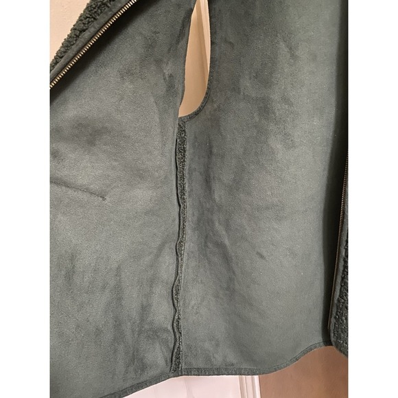 Rowm Mens Solid Bonded Knit Sherpa Full Zip Mockneck Vest Leaf Green Size M Soft - Picture 12 of 15